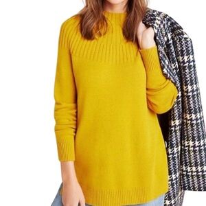 ANTHROPOLOGIE | Welford Mustard Yellow Knit Tunic Knit Mock Neck Sweater S Gold